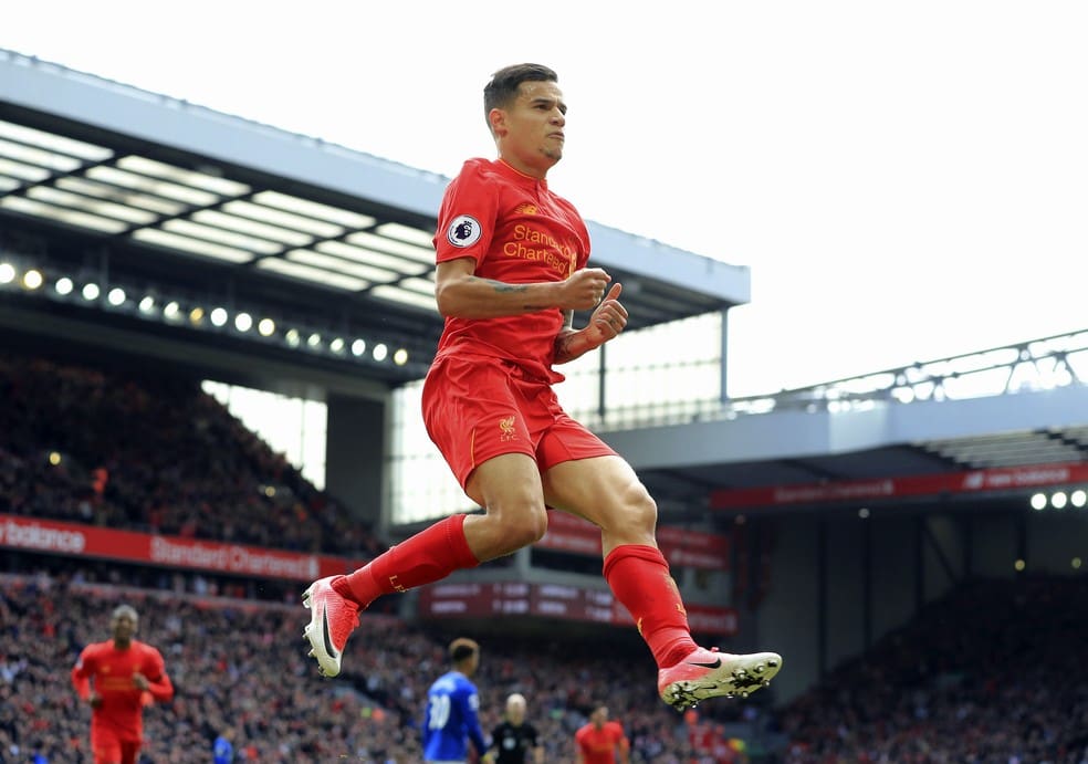 Philippe Coutinho Liverpool Everton — Foto: Peter Byrne / AP