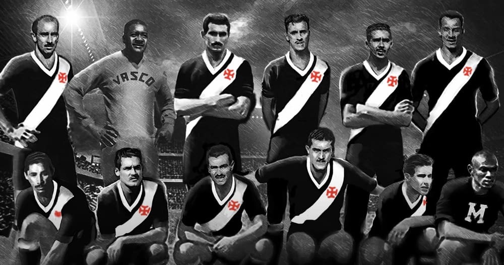 O time campeão do Vasco de 1948 foi recriado pelo ilustrador Ray Titto para compor imagens do documentário 'A força do Gigante' — Foto: Divulgação